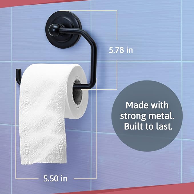 Jack N’ Drill 1 Pack Toilet Paper Holder with Free Wall Mounted Multipurpose Coat Hook for Towels, Bathroom Accessories and Decor, Classy and Modern Black Finish for All Bathroom Styles (2 Pack Black)