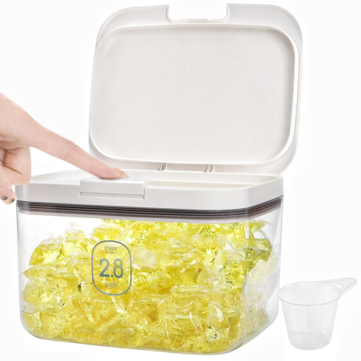 94 OZ/2.8L Laundry Pods Container, One-Press Lid Laundry - Image 1