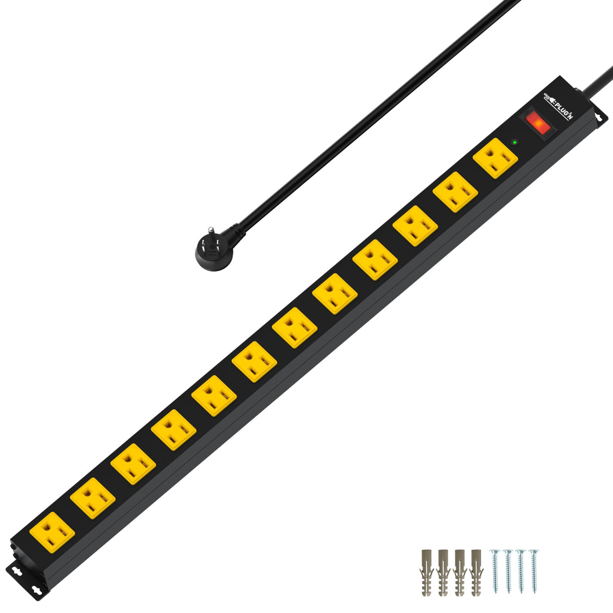 12 Outlet Long Power Strip, 2100 Joules Surge Protector - Image 1