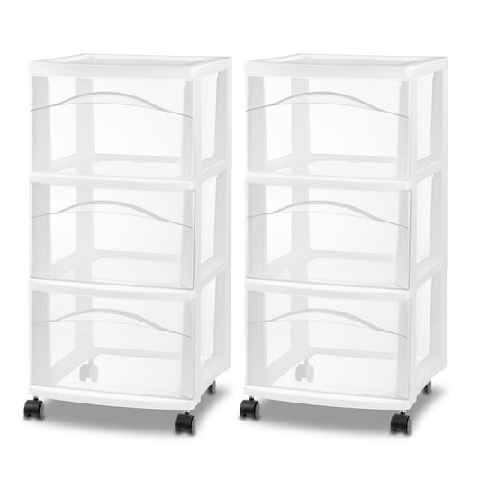Sterilite 3-Drawer Cart with Wheels for Bedroom | Home Organization - Image 1