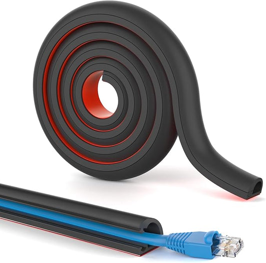 Wall Cord Hider 39 Inch, Self Adhesive Cable Hider Cord Cover for Wires, Flexible Wire Cover Cable Raceway for Cord Management W0.59 H0.39in Black