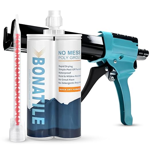 Tile Grout with Hand Caulking Gun 19oz 400ml White Grout Filler Suitable for Wall and Floor Applications, Including Nozzle