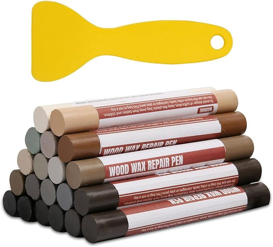 Wood Filler Sticks 20 Colors Repair Wax Sticks Kit Furniture Touch Up Crayons for Repairing Scratches Holes Cracks Wood Floor Tables Cabinets Doors Hardwood(Gray Series)