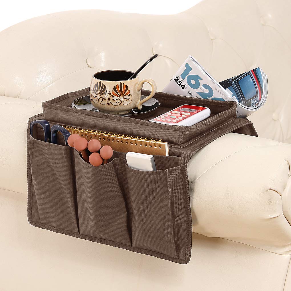 Sofa Armrest Organizer with Cup Holder Tray Couch Arm Chair Caddy - Image 1