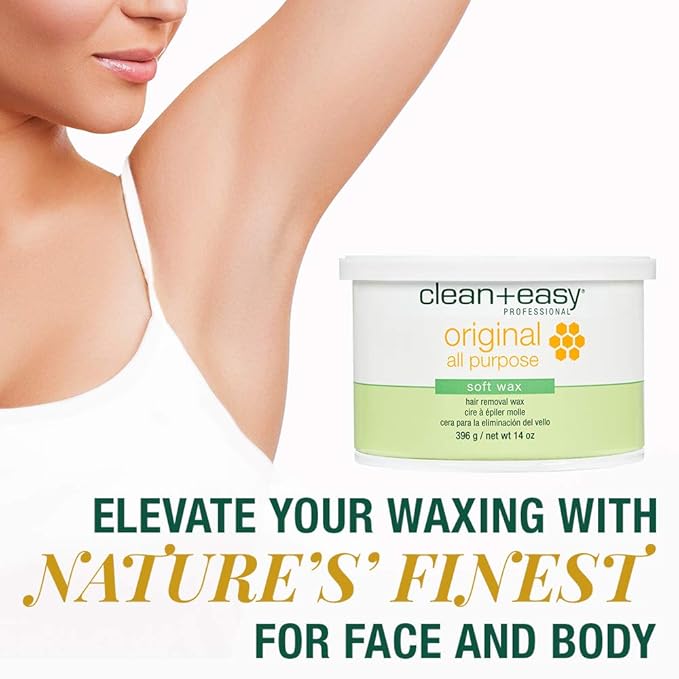 Clean + Easy All-Purpose Soft Wax – Wax for Sensitive Skin, Hair Removal for Body & Facial Hair, 14 oz