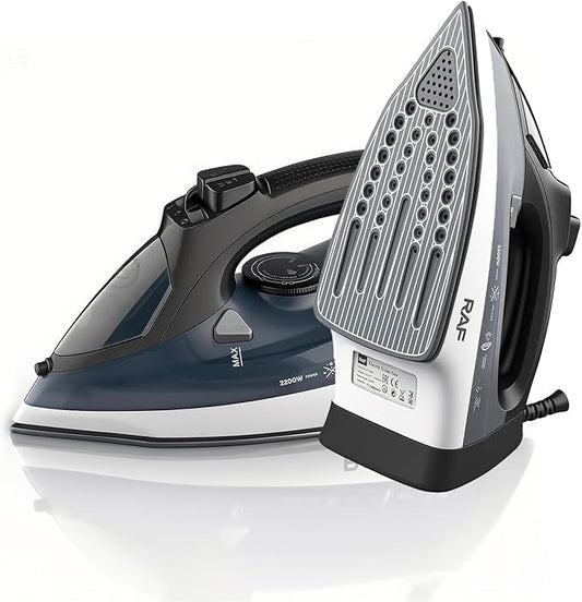 Steam iron, no sticky bottom plate, powerful steam,1000-watt,water tank anti -leakage precision reminders are suitable for family and travel (Blue)