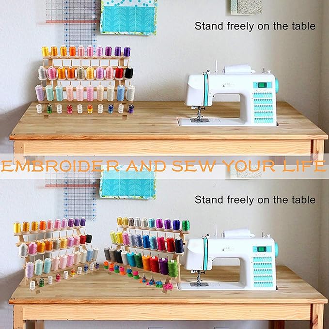 New brothread 4X60 Spools Wooden Thread Rack - Image 6