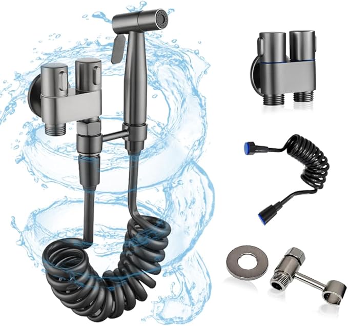 MLD Hand Held Bidet Sprayer for Toilet, Muslim Shower Bidet Hose Toilet Faucet Sprayer Kit, Toliet Jet Spray Bidet Attachment with T Valve, Toilet Water Spray Shower for Washer and Cleaner