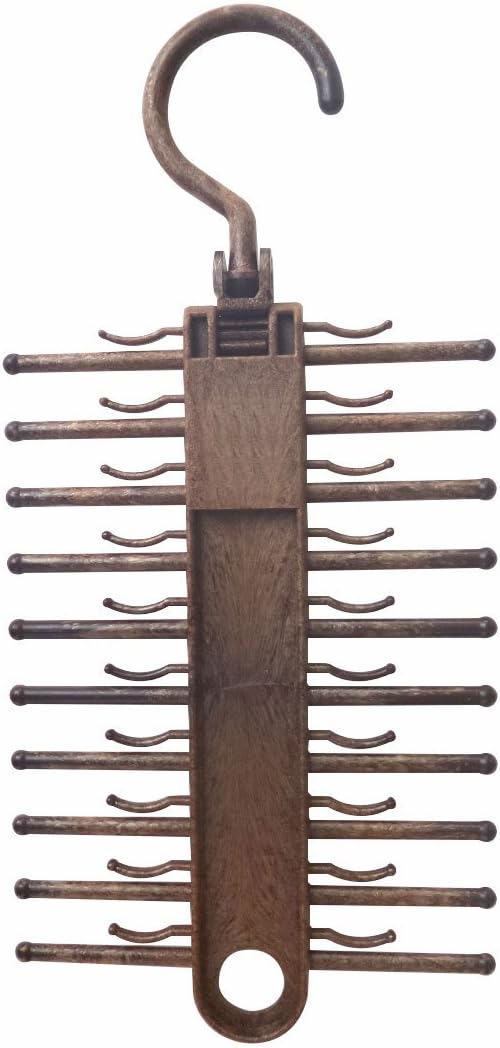 Tie Rack Hanger 1 Pack Non-Slip Tie Scarf Rack Holder Hook Belt Hanger with 360 Degree Rotating,Securely up to 20 Tie,Best Multi-Use Space-Saving Plastic Organizer for Storage Closet