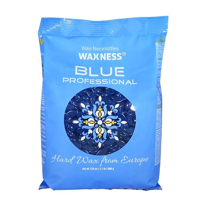Waxness Film Hard Wax Beads Blue Professional 1.1 lb (500 g) – Stripless Hard Wax Sample Size – Made in Italy