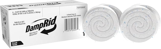 DampRid Moisture Absorber Drop-In Tablet Refill Pack, Fresh Scent, 15.8 oz., 4 Pack, Attract and Trap Excess Moisture and Eliminate Musty Odors for Cleaner, Fresher Air