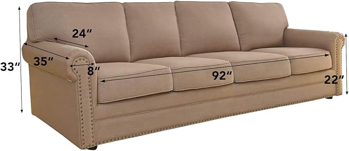 Easy-Going 4 Seater Sofa Slipcover Reversible Sofa Cover Water Resistant Couch Cover with Foam Sticks Elastic Straps Furniture Protector for Pets Children Dog Cat (XX-Large, Blue/Ivory)