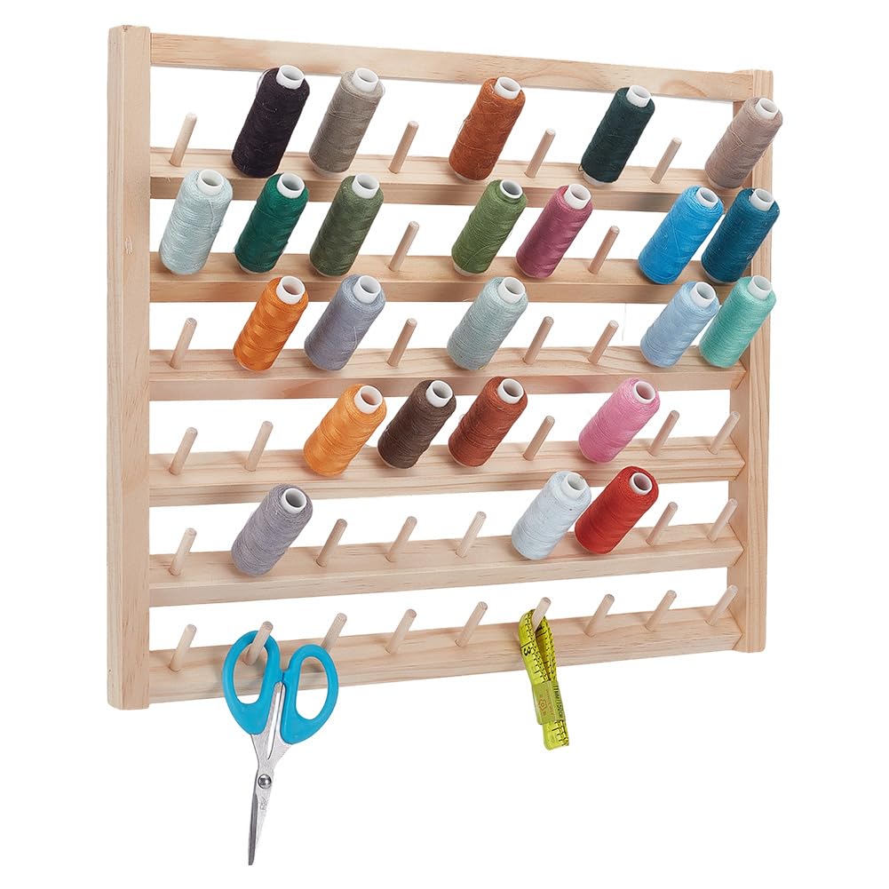 WADORN 2 Set Wooden Thread Holder 108 Spool Rack Rustic - Image 1