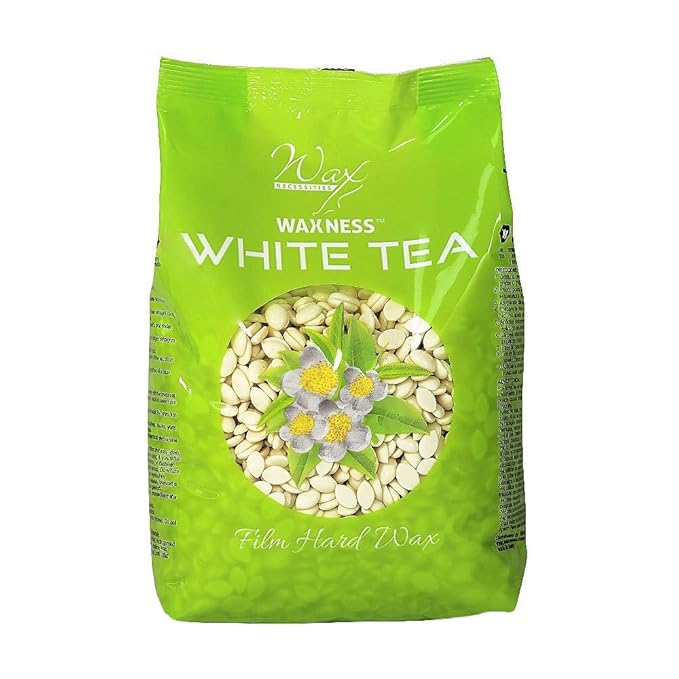 Waxness Film Hard Wax Beads White Tea Cream 1.1 lb (500 g) – Stripless Professional Hard Wax with White Tea Scent for Face & Body, Smooth Application – Made in Italy