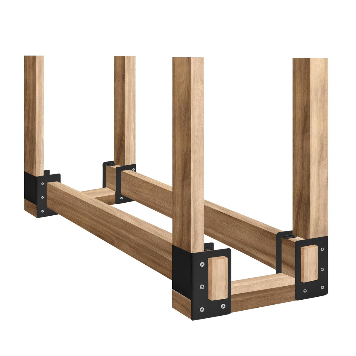 4 Pcs Firewood Rack Indoor Outdoor, Adjustable Bracket - Image 1