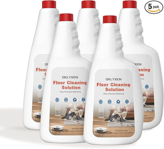 Floor Cleaning Solution Compatible with Roborock (Q5/Q7/Q8/Q10/S7/S8/Saros 10R/F25/Qrevo Series) , All Robot Vacuums & Cordless Wet Dry Vacuum with Mopping, 5 Bottle Original Floor Cleaner Refill