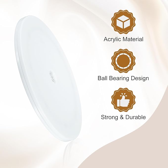 uxcell 2Pack Acrylic Lazy Susan Turntable, 9" Spinner Lazy Susan Turntable Organizer, Acrylic Ball Bearing Rotating Tray for Pantry Spice Rack Decorating, White