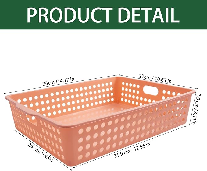 8 Pack Paper Organizer Baskets Trays, 14 Inch Colorful Plastic Storage Baskets Stackable Organizer Bins with Handles, for Pencil, Arts, Crafts, Shelf Classroom Book Library Office
