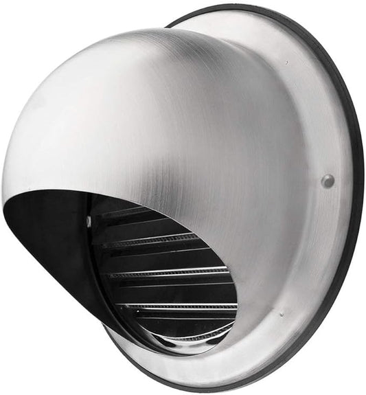 calimaero® KWG 4 inch Round Stainless Steel Dryer Vent Covers Ventilation Grill Hood with Rubber Seal Fits only in Metal Ducts