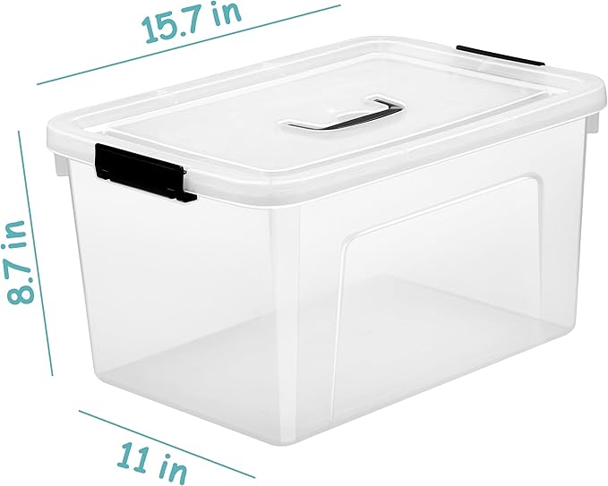 JUJIAJIA 6-Pack 19 Quart Clear Storage Bins with Lids & Handles | Stackable Organizing Boxes