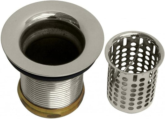 Westbrass R218-05 Junior Bar and Laundry Sink Drain Assembly with Removable Strainer Basket, Polished Nickel