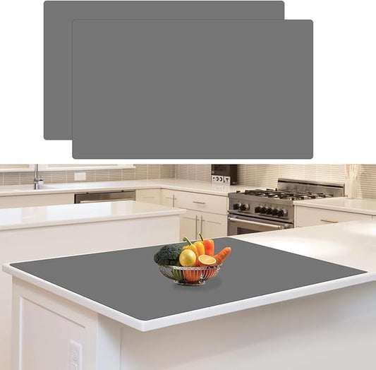 36"x24"(90cmx60cm) Large Silicone Mat for Kitchen Counter, Non-Slip Heat Resistant Countertop Protector, Waterproof Multipurpose Mat for Kitchen Island, 2Pack (Dark Gray)