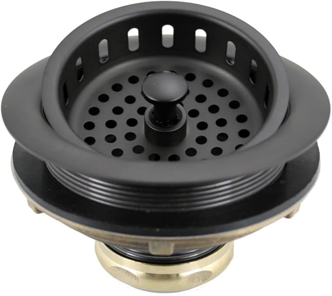Westbrass D2165-12 Post Style Large Kitchen Basket Strainer with Waste Disposal Flange and Stopper, Oil Rubbed Bronze