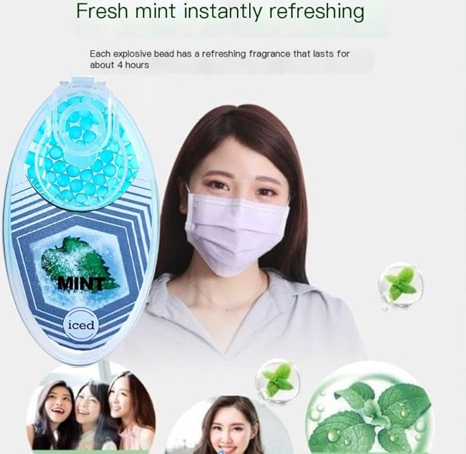 Mint-Infused Air Freshening Beads/Crush Balls -400 Pieces, Blue, for Face Masks and Filtered Spaces， Ideal for Workout Masks & High Altitude Training.Menthol Beads