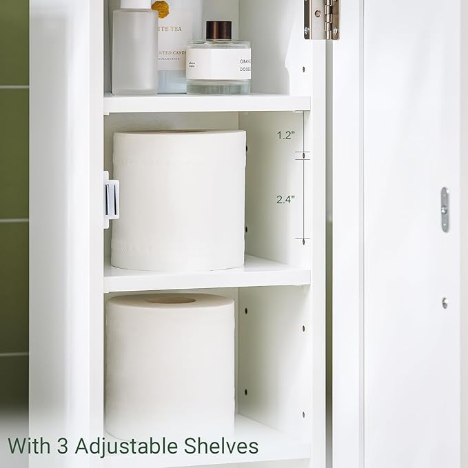 Haotian Corner Toilet Paper Holder Stand, Slim Bathroom Toilet Paper Storage Cabinet Organizer for Small Space, White FRG177-W