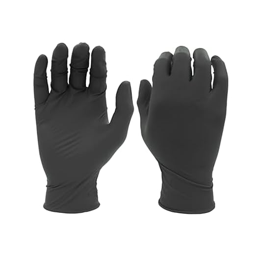 SHOWA 6112PF Sustainable EBT Latex-Free, Powder-Free, Nitrile Disposable Single Use Safety Gloves, 4 Mil, 9.5" Length, Black, Large, (1 Box/100 Gloves)