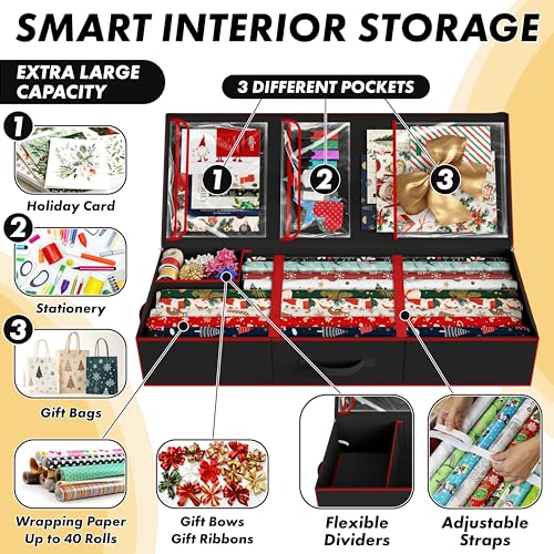Simple Houseware 41.5" Wrapping Paper Organizer, Fits 40 Rolls - Image 6