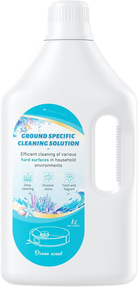 Floor Cleaning Solution Ocean Scent, Compatible with Roborock Cleaning Solution Quick Drying Without Residue Suitable for All Robot Vacuums and Wet Dry Dual-Use Vacuum Cleaners (1 L, Ocean)