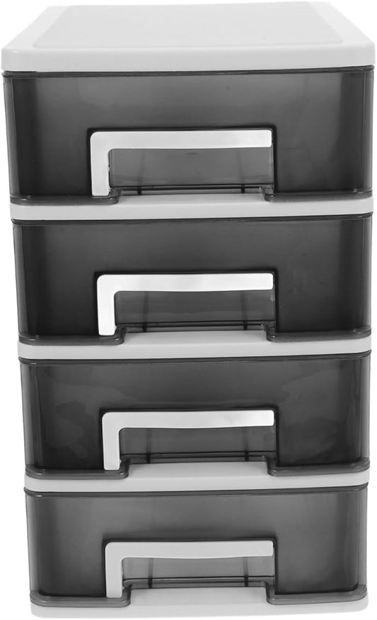 Cabilock Four-layer Plastic Drawer Storage Cabinet Portable Organizer Black Design for Desktop Multifunctional Space-saving Storage for Home and Office
