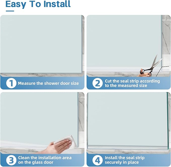 Shower Door Bottom Seal Strip, 2PCS Seal Strip, Ultra Clear PVC, 36" Length, Fits 12mm Thick Glass, Prevents Leaks, Easy Installation, No Adhesive Required (Ultra Clear, 36in for 1/2"(12mm) Door)