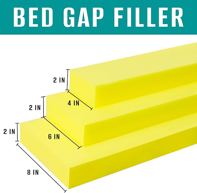 Bed Gap Filler, High Density Foam Mattress Extender for Headboard/Wall Gaps,2-Meter Extra Long Cut-to-Fit Yellow Foam Sponge Strip (78''x4''x2'')