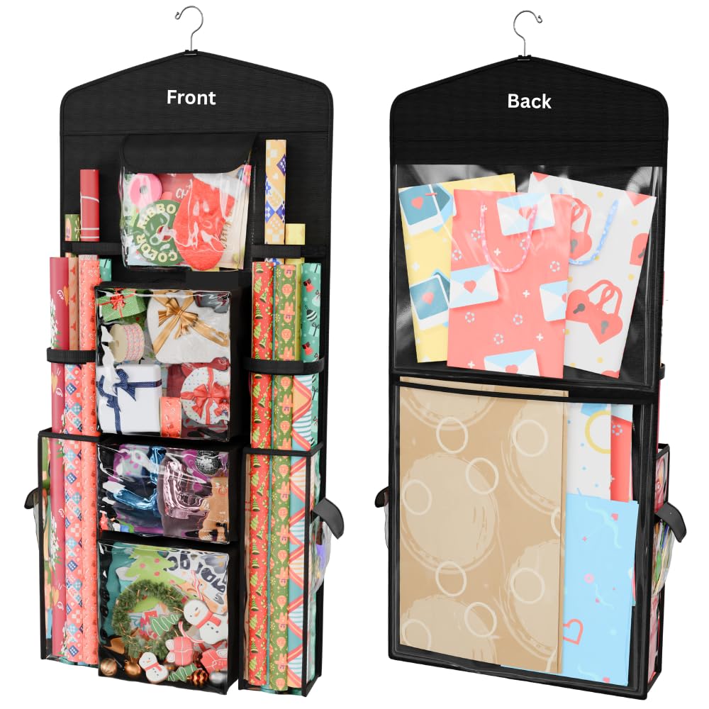 Hanging Double Sided Wrapping Paper Storage Organizer - Image 1