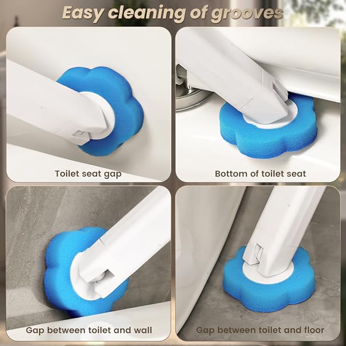 HomeBeyond Disposable Toilet Brush, Toilet Cleaning System with 24pcs Refills Brush, Extended Handle Bowl for Hygienic Bathroom Maintenance, Bathtub
