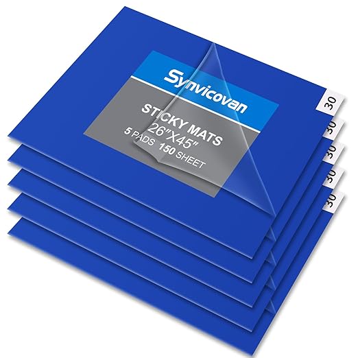 26" x 45" Blue Sticky Mat Tacky Pads Adhesive Floor Mat (5 Packs,150 Sheets,30 Sheets/Pack） for Cleanroom Laboratory Hospital Construction Pets Home Indoor Gymnasium and Workshop