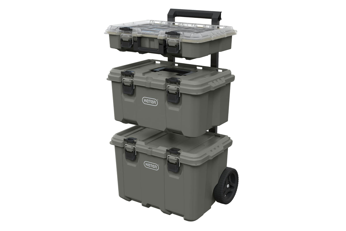 Keter Stack-N-Roll Outdoor Gear Organizer, 3-Piece Rolling - Image 1