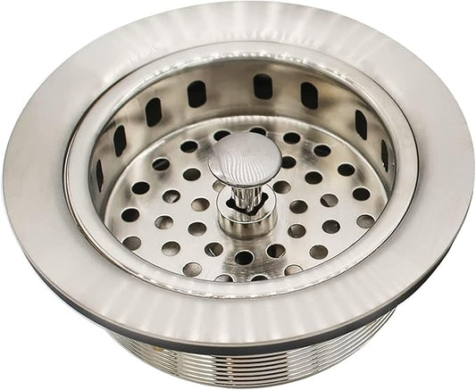Westbrass R214-07 3-1/2-Inch Large Post Style Kitchen Sink Basket Strainer, Satin Nickel