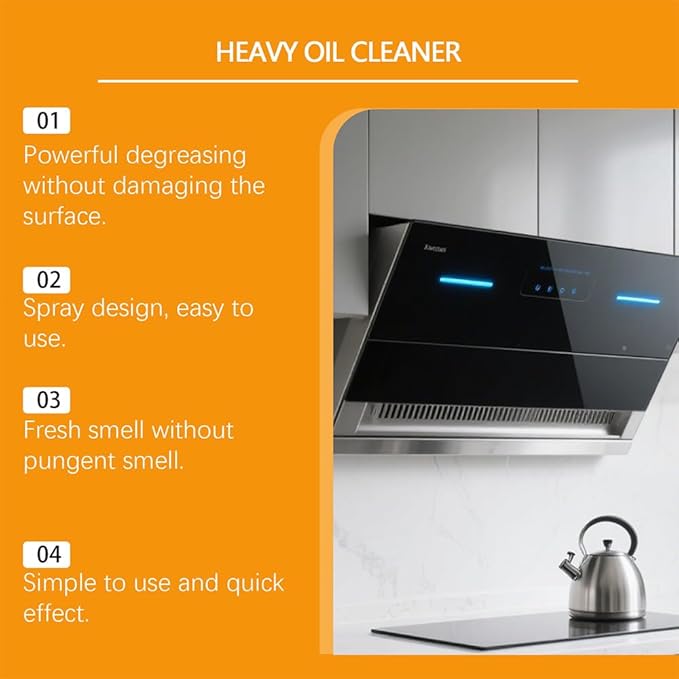 Heavy-Duty Kitchen Degreaser Foam Cleaner, 2026 New Multifunctional Powerful Oven Cleaner, Heavy Clean Up Kitchen Oil Stains Spray for Stove Counter Tops Range Hoods (2, Heavy)