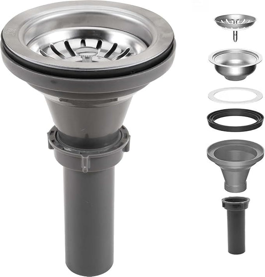 3-1/2'' ﻿Kitchen Sink Drain Kit Sink Drain Basket Sink Drain Assembly 304 Stainless Steel Sink Strainer Basket Stopper for Home Standard Kitchen Sinks （Tailpiece Included）