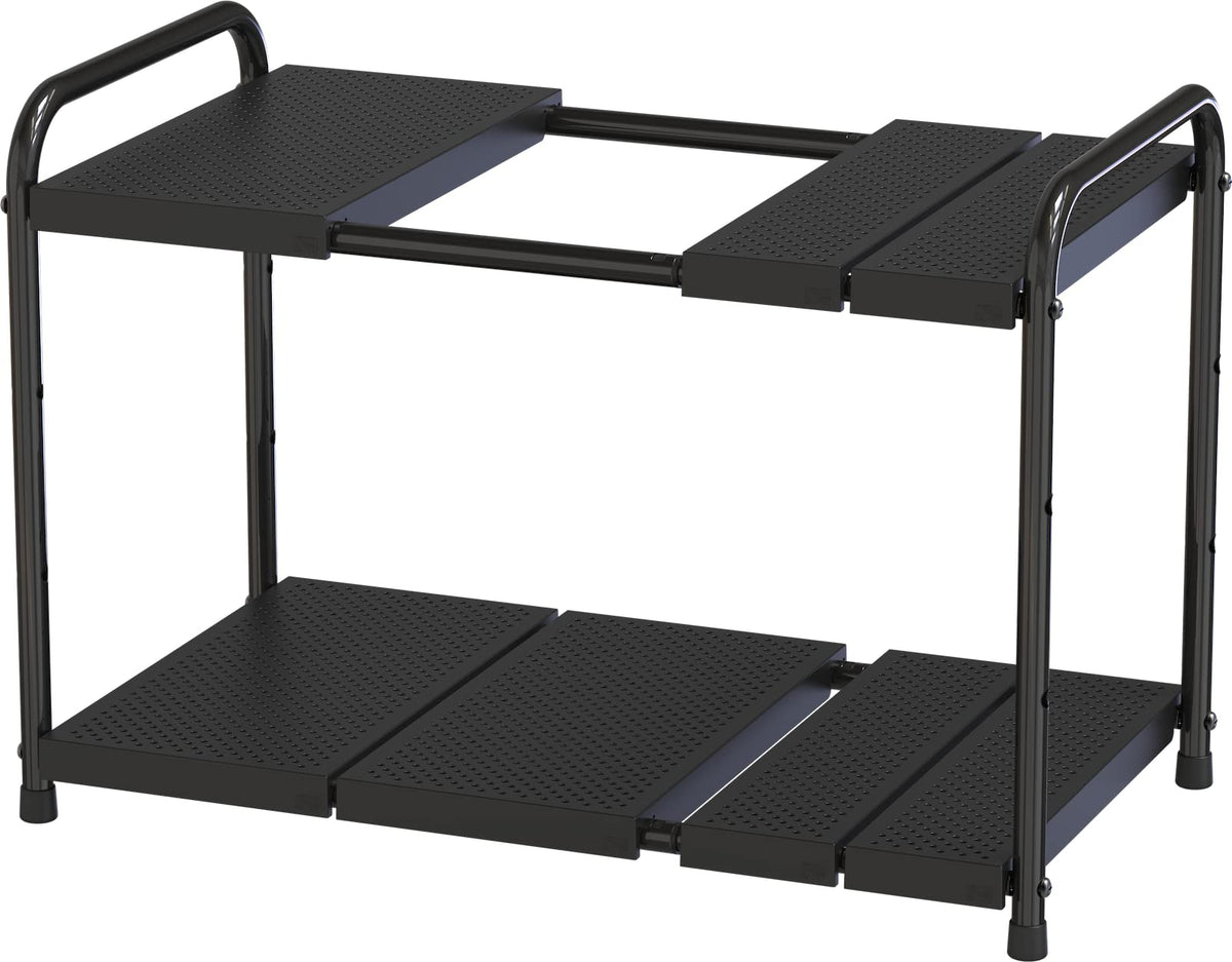 Deco Brothers Under Sink 2 Tier Expandable Shelf Organizer, Black - Image 1