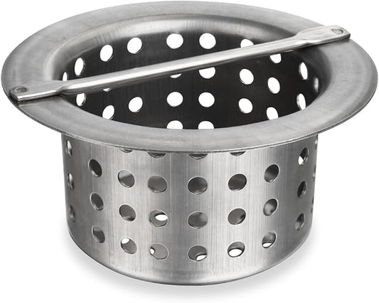 Commercial Floor Drain Strainer Basket, Heavy Duty 304 Stainless Steel Hair Catcher with Handle, Drain Filter for Kitchen/Utility Sinks & Floor Troughs - Prevents Clogs (Outer Diameter 5 Inch)