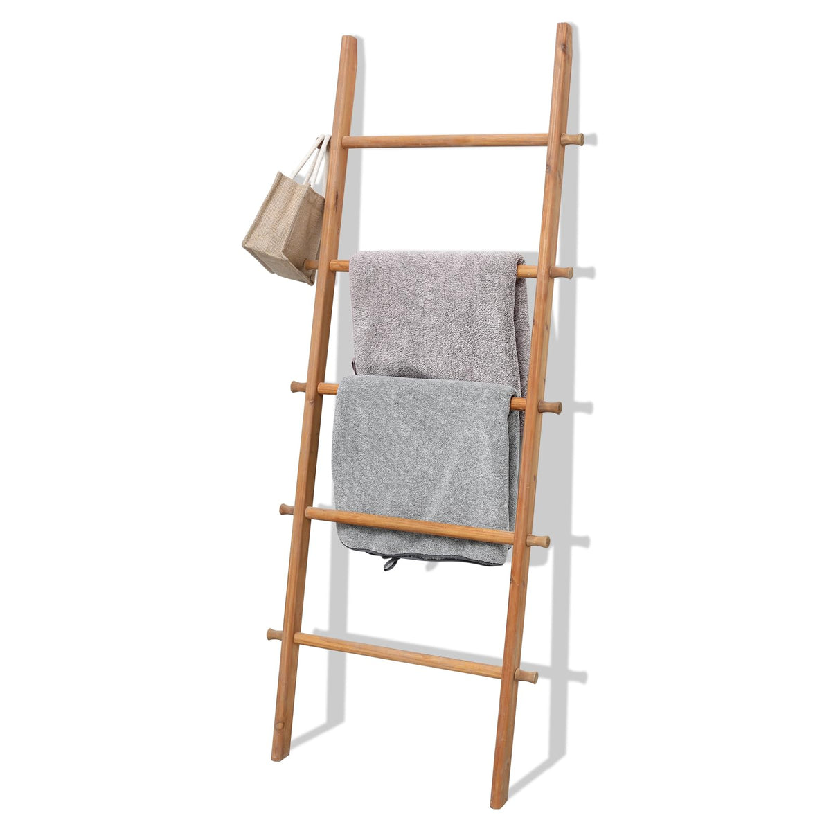 FUIN Blanket Ladder, 57in Rustic Extended Side Wood Decor Rack - Image 1