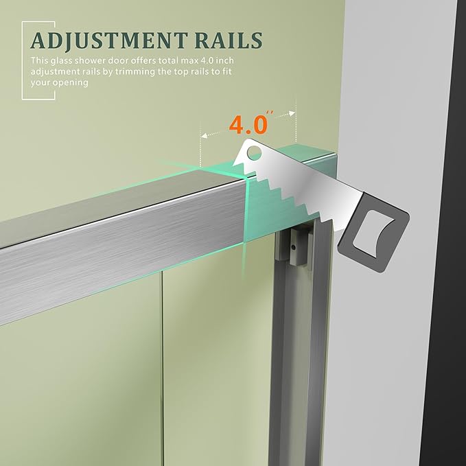 Brushed Nickel Shower Glass Door,56-60 x 72 inch Bathroom Sliding Door with 1/4'' Clear Tempered Glass,Double Sliding Shower Doors for Walk-in Shower,Semi-Frameless Shower Door