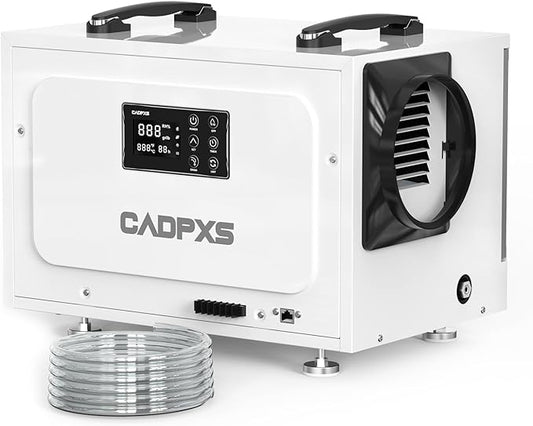 CADPXS Crawl Space Dehumidifier with Pump, 125 Pints Commercial Dehumidifiers with Drain Hose, Dehumidifier for Crawlspace, Basements & Water Damage Use, Auto Defrost, Memory Restart, cETL Listed