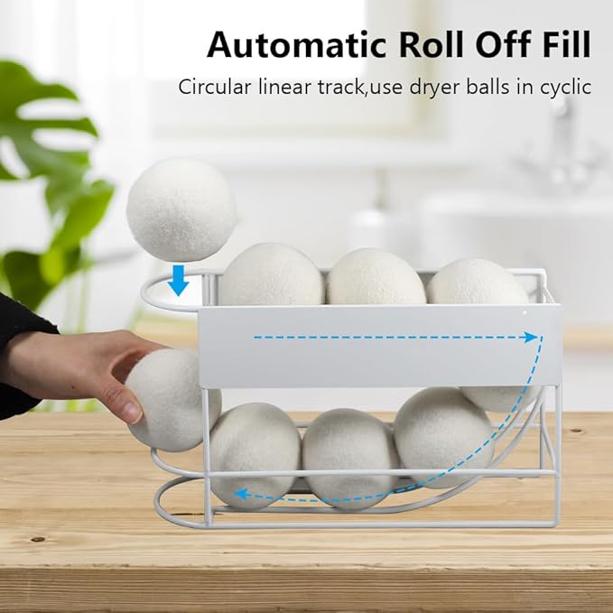Picowe Large Dryer Ball Organizer Magnetic Storage Bin, Rollable Magnetic Dryer Ball Holder for Laundry Room Organization and Storage to Hold 8 Dryer Balls, Without Balls