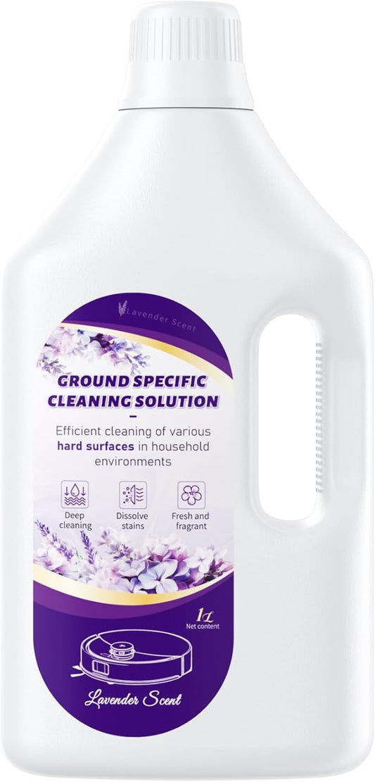 Floor Cleaning Solution Lavender Scent, Compatible with Roborock Cleaning Solution Quick Drying Without Residue Suitable for All Robot Vacuums and Wet Dry Dual-Use Vacuum Cleaners (1 L, Lavender)