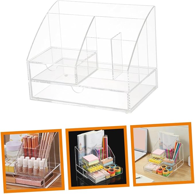 Compartment Storage Box Transparent Acrylic Desktop Organizer for Office Supplies Makeup Jewelry and Accessories Multi Drawer Storage for Use